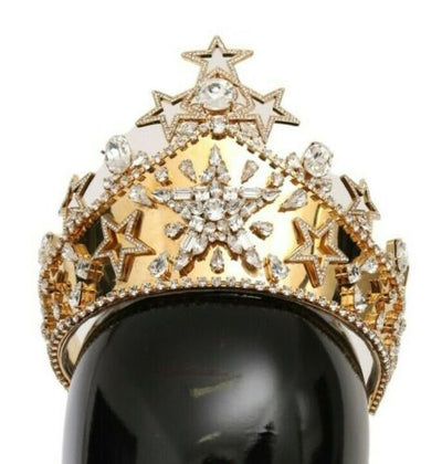 Dolce &amp; Gabbana Gouden Kristallen Ster STRASS Kroon Logo Diadeem Tiara