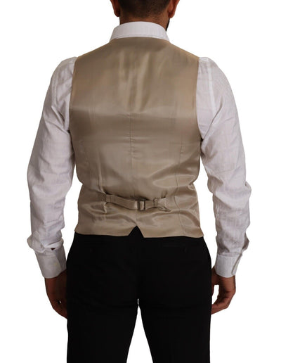 Dolce &amp; Gabbana Beige Katoenen Zijden Slim Fit Vest