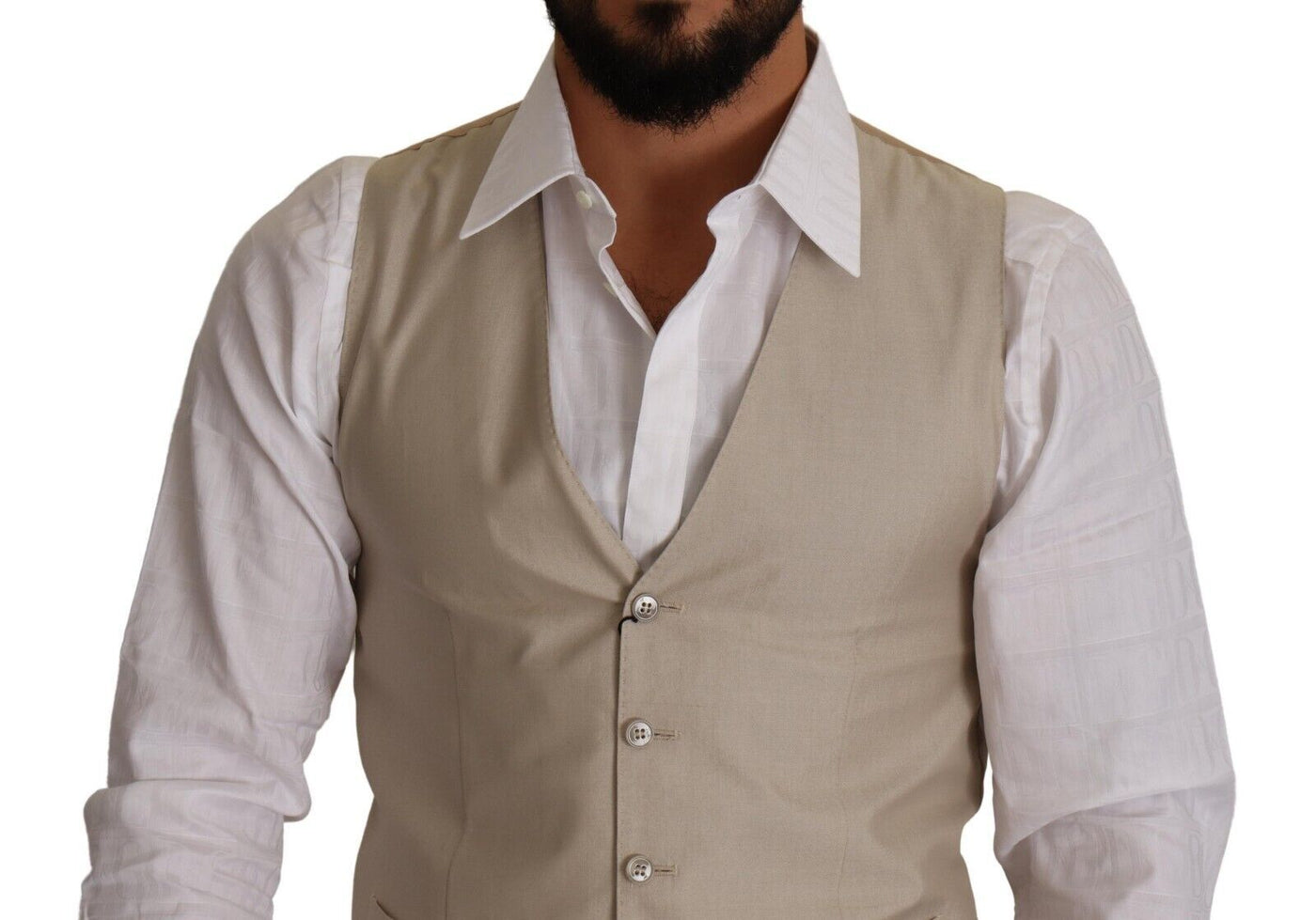 Dolce &amp; Gabbana Beige Katoenen Zijden Slim Fit Vest