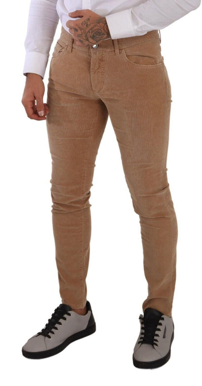 Dolce &amp; Gabbana Bruine Corduroy Katoenen Skinny Slim Fit Jeans