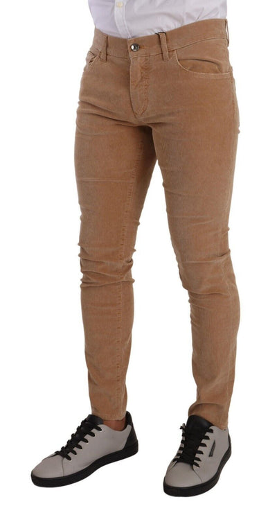 Dolce &amp; Gabbana Bruine Corduroy Katoenen Skinny Slim Fit Jeans