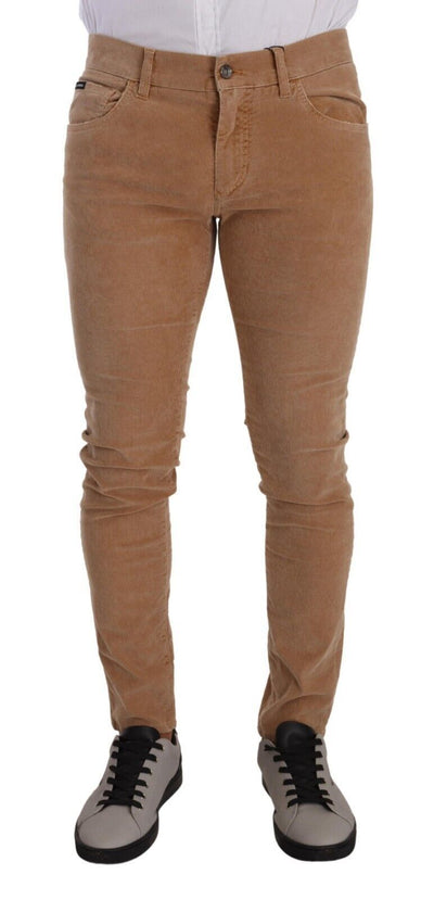 Dolce &amp; Gabbana Bruine Corduroy Katoenen Skinny Slim Fit Jeans