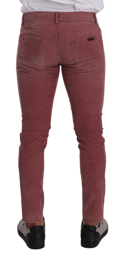 Dolce &amp; Gabbana roze corduroy katoenen skinny heren denim jeans