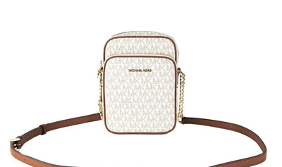 Michael Kors Jet Set Medium Vanilla PVC North South Chain Crossbody Handtas
