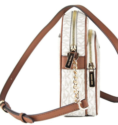Michael Kors Jet Set Medium Vanilla PVC North South Chain Crossbody Handtas