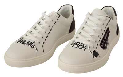 Dolce &amp; Gabbana Witte Bordeaux Leren Lage Sneakers