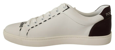 Dolce &amp; Gabbana Witte Bordeaux Leren Lage Sneakers