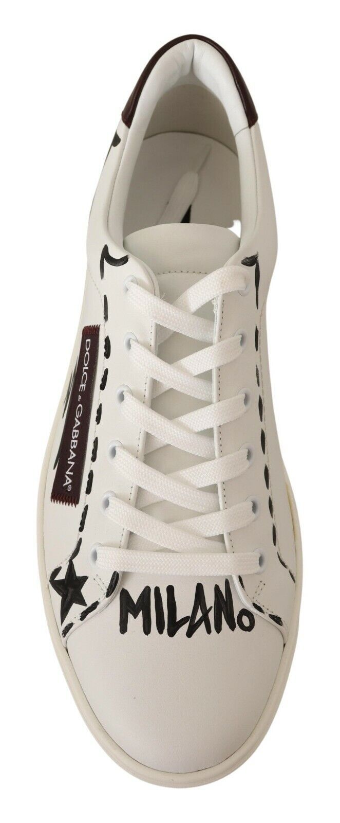 Dolce &amp; Gabbana Witte Bordeaux Leren Lage Sneakers