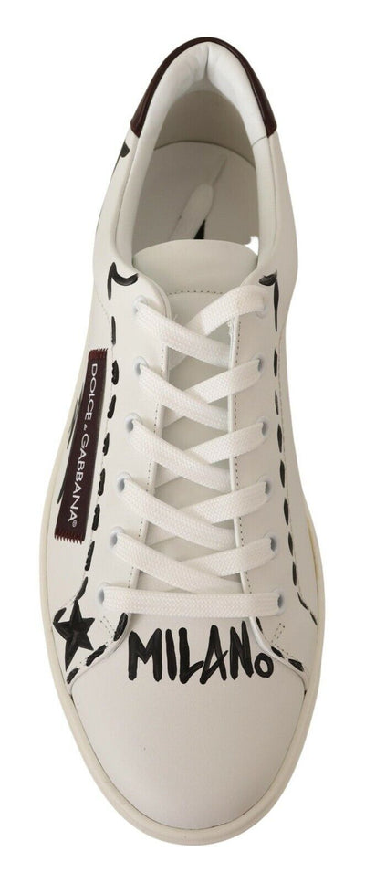Dolce &amp; Gabbana Witte Bordeaux Leren Lage Sneakers