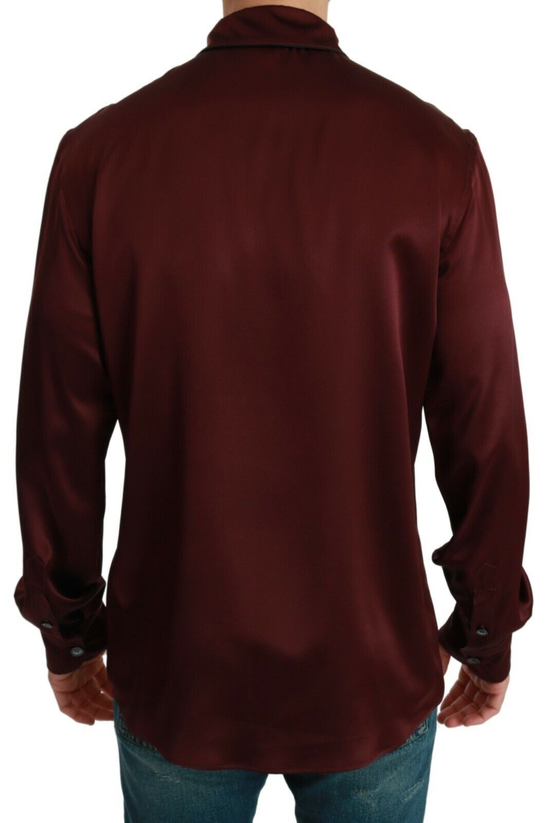 Dolce &amp; Gabbana Bordeaux Zijden Pyjama Casual Shirt