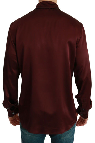 Dolce &amp; Gabbana Bordeaux Zijden Pyjama Casual Shirt