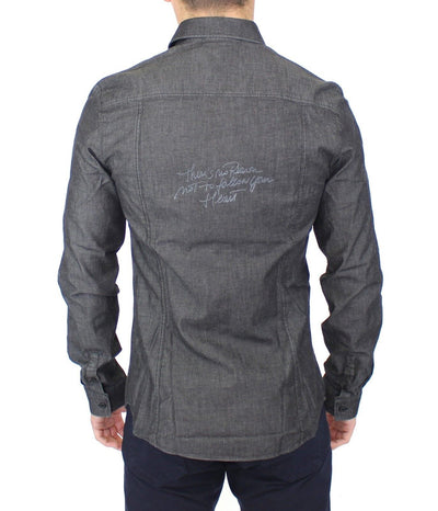 Ermanno Scervino Denim Jeans Cotton Casual Gray Stretch Shirt