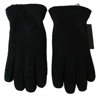 Gants de moto en cuir noir Dolce &amp; Gabbana