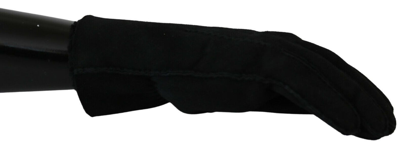 Gants de moto en cuir noir Dolce &amp; Gabbana