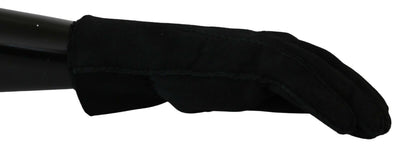 Gants de moto en cuir noir Dolce &amp; Gabbana