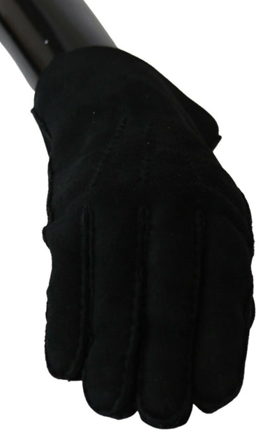 Gants de moto en cuir noir Dolce &amp; Gabbana