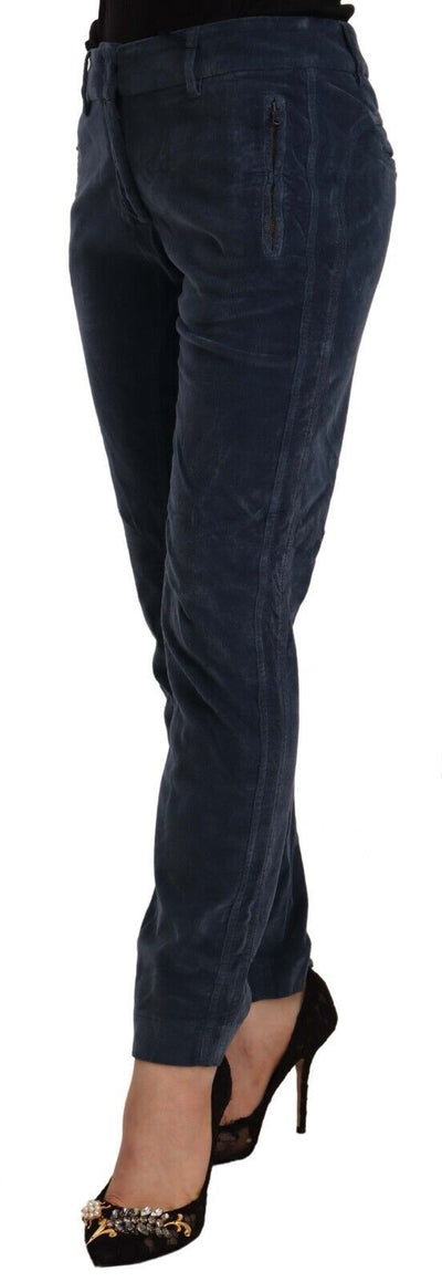 Pantalon fuselé en coton stretch bleu Peserico taille moyenne