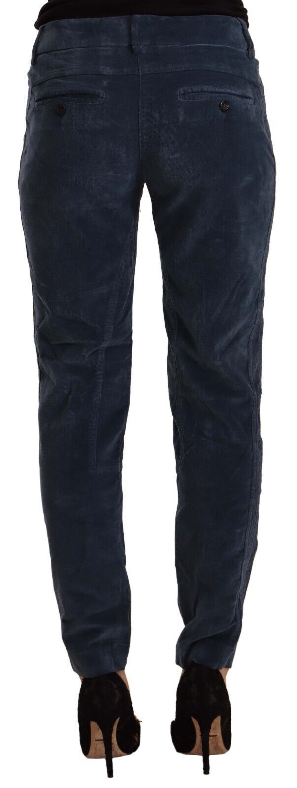 Pantalon fuselé en coton stretch bleu Peserico taille moyenne