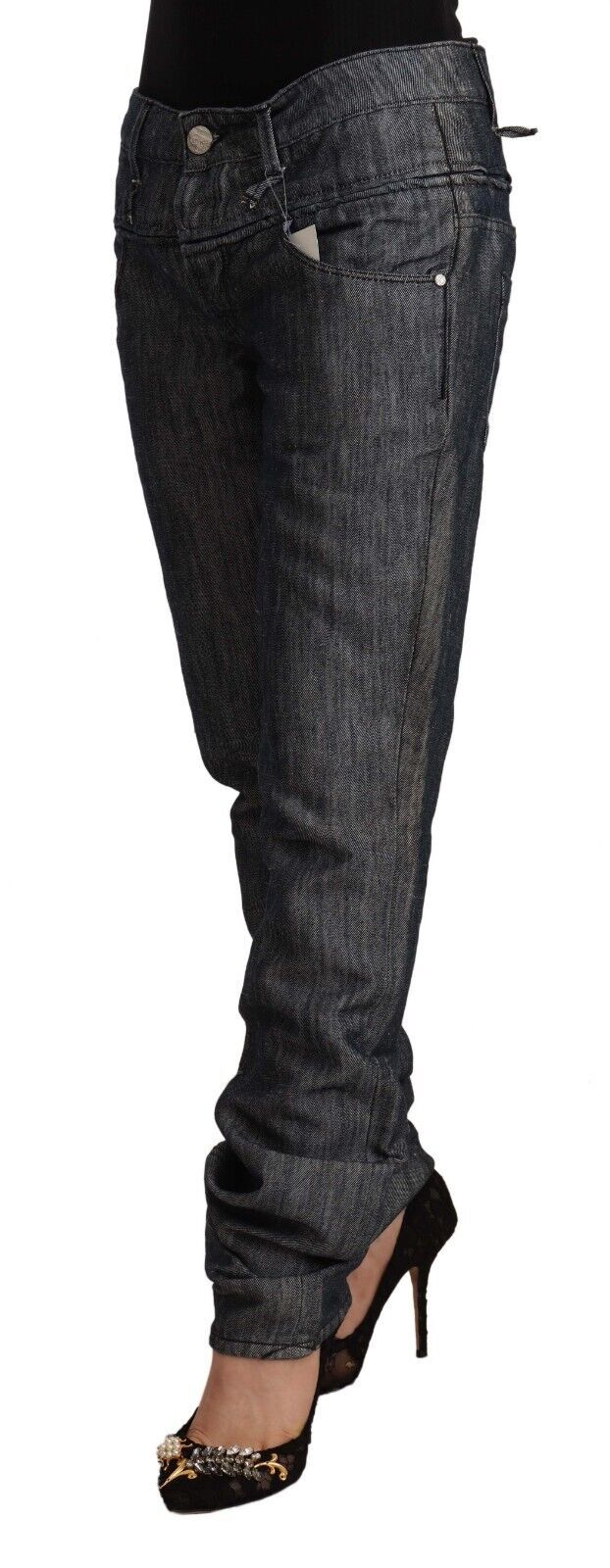 Jean droit en denim gris foncé Acht, taille moyenne et large, en ramie