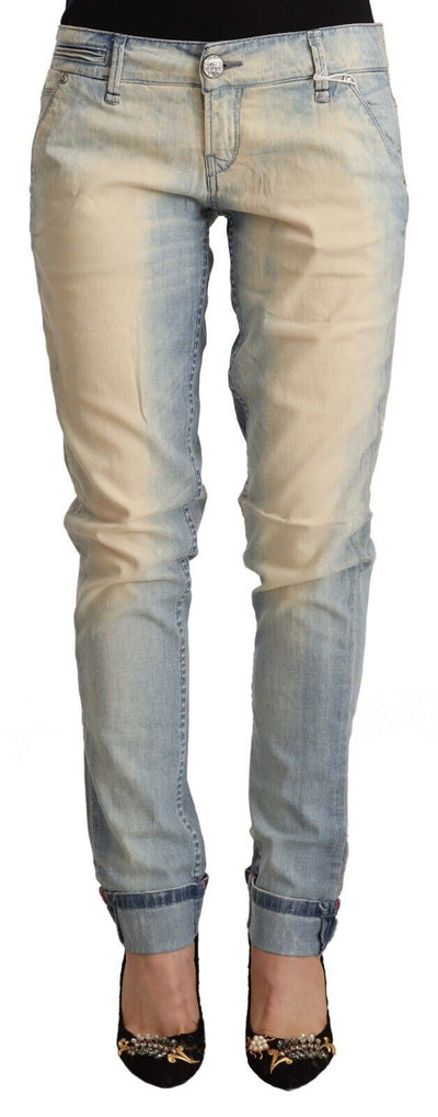 Jean skinny taille basse en coton délavé bleu clair Acht