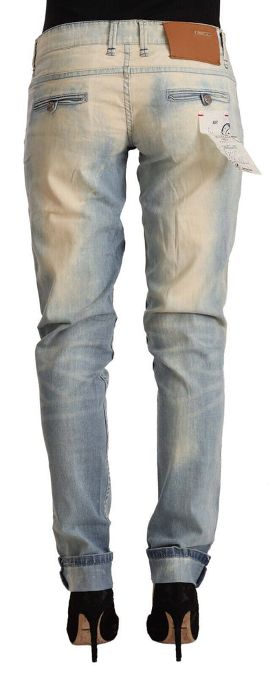 Jean skinny taille basse en coton délavé bleu clair Acht