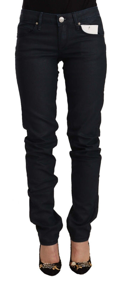 Acht Zwarte Katoenen Lage Taille Slim Fit Denim Jeans