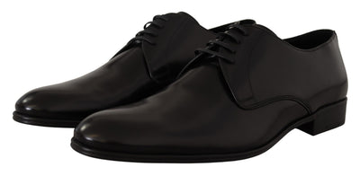 Dolce &amp; Gabbana Zwarte Leren Veterschoenen Formele Derby Schoenen