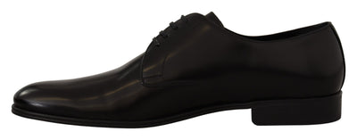 Dolce &amp; Gabbana Zwarte Leren Veterschoenen Formele Derby Schoenen