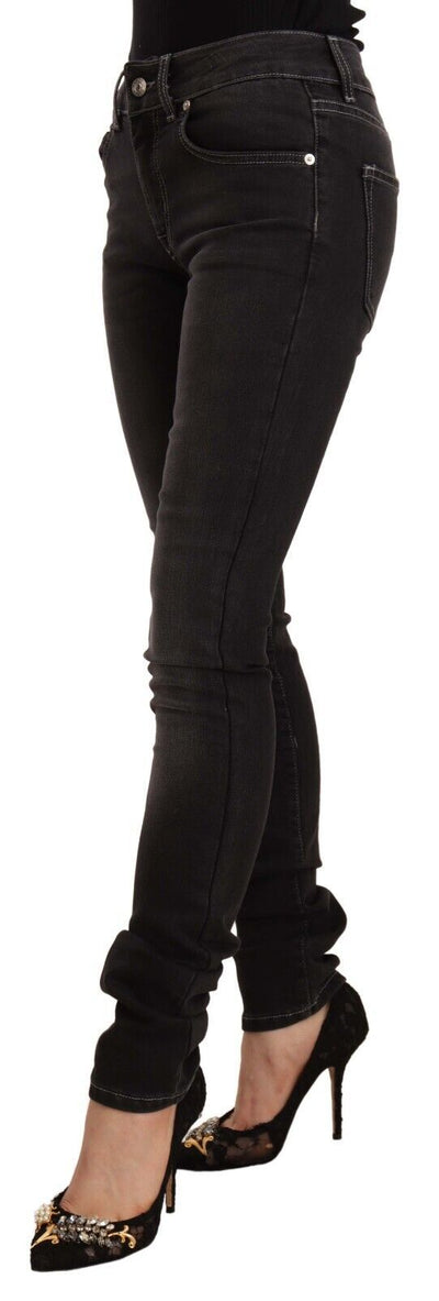 Jean skinny taille moyenne en coton délavé noir GF Ferre