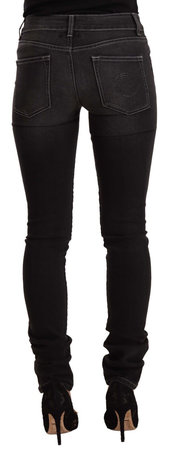 Jean skinny taille moyenne en coton délavé noir GF Ferre