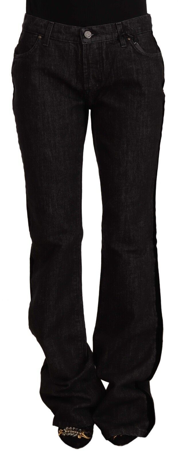 GF Ferre Zwarte Mid Waist Katoenen Denim Rechte Boot Cut Jeans