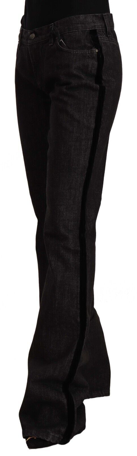 GF Ferre Zwarte Mid Waist Katoenen Denim Rechte Boot Cut Jeans
