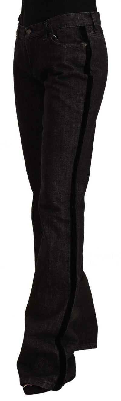 GF Ferre Zwarte Mid Waist Katoenen Denim Rechte Boot Cut Jeans