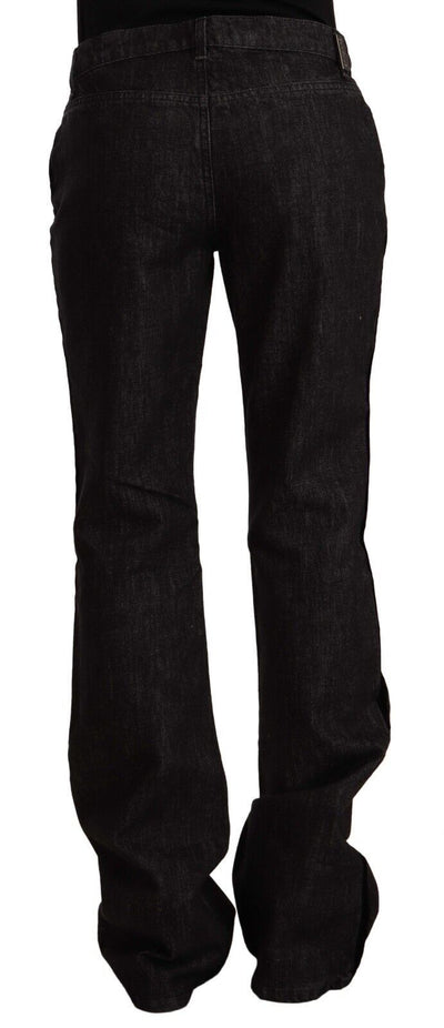 GF Ferre Zwarte Mid Waist Katoenen Denim Rechte Boot Cut Jeans