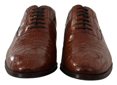 Dolce &amp; Gabbana Bruine Krokodillenleren Heren Formele Derby Schoenen