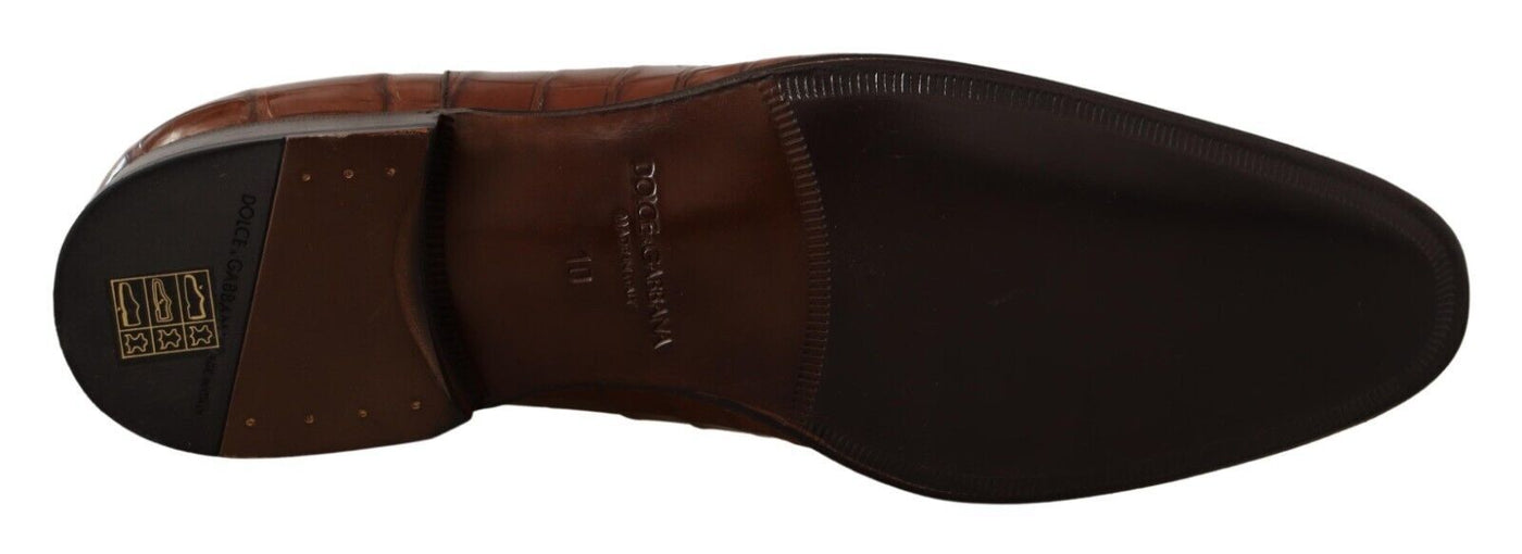 Dolce &amp; Gabbana Bruine Krokodillenleren Heren Formele Derby Schoenen