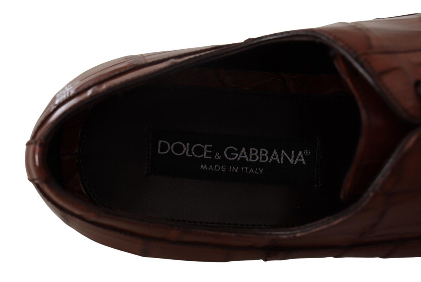Dolce &amp; Gabbana Bruine Krokodillenleren Heren Formele Derby Schoenen