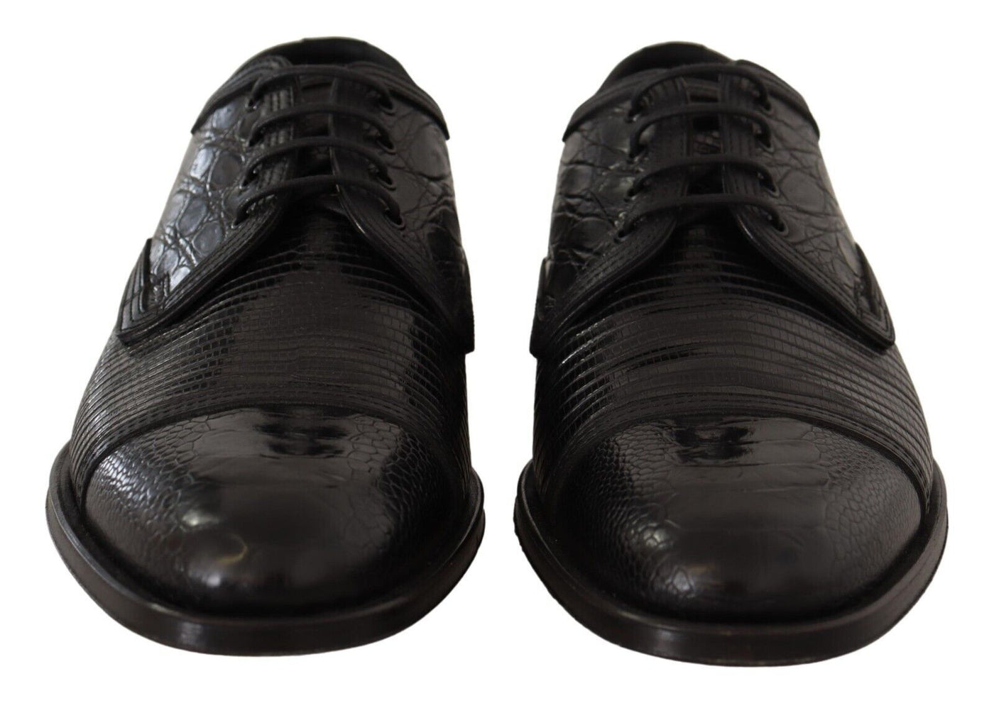 Dolce &amp; Gabbana Zwarte Exotische Leren Veterschoenen Formele Derby Schoenen