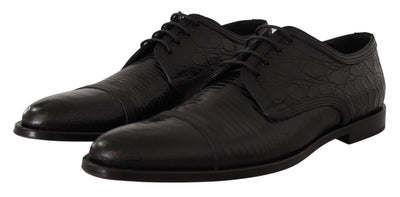 Dolce &amp; Gabbana Zwarte Exotische Leren Veterschoenen Formele Derby Schoenen