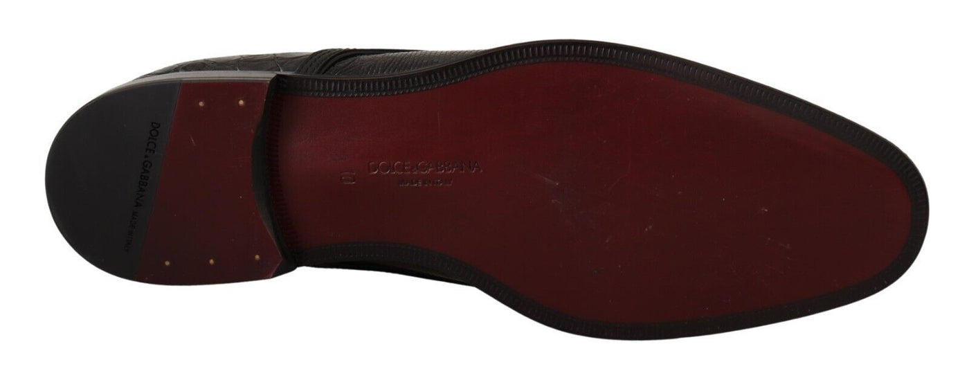 Dolce &amp; Gabbana Zwarte Exotische Leren Veterschoenen Formele Derby Schoenen