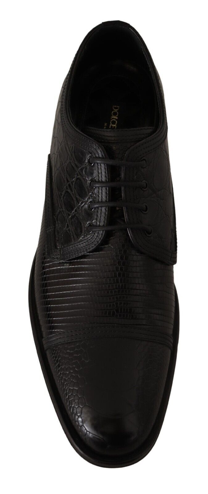 Dolce &amp; Gabbana Zwarte Exotische Leren Veterschoenen Formele Derby Schoenen