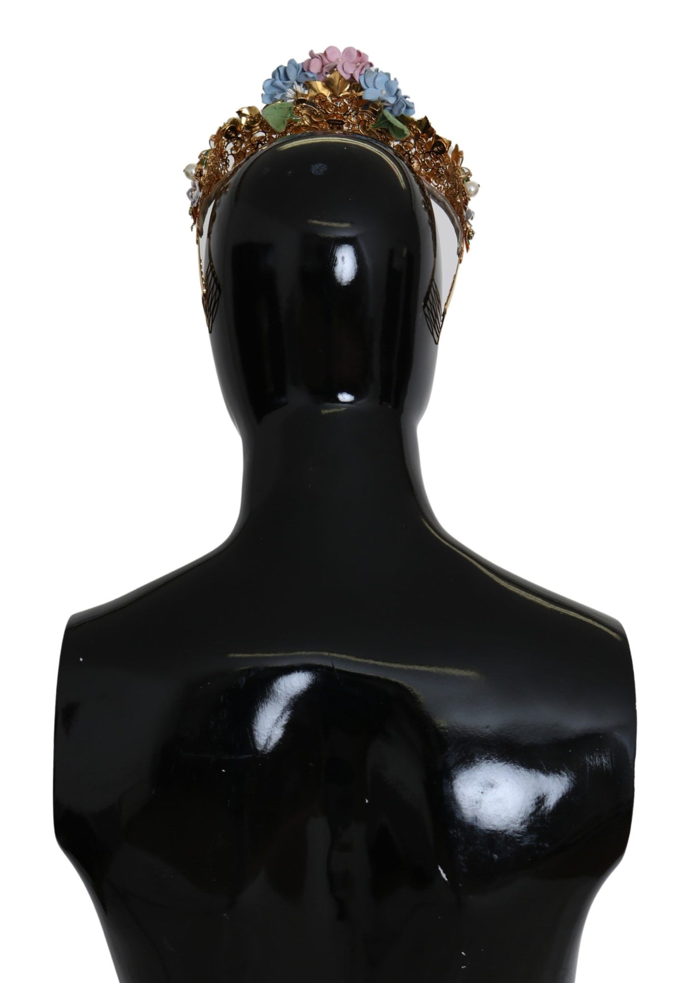 Dolce &amp; Gabbana Gouden Kristal Paarse Hortensia Hoofdband Kroon Diadeem