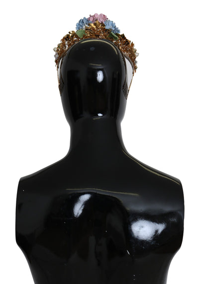 Dolce &amp; Gabbana Gouden Kristal Paarse Hortensia Hoofdband Kroon Diadeem