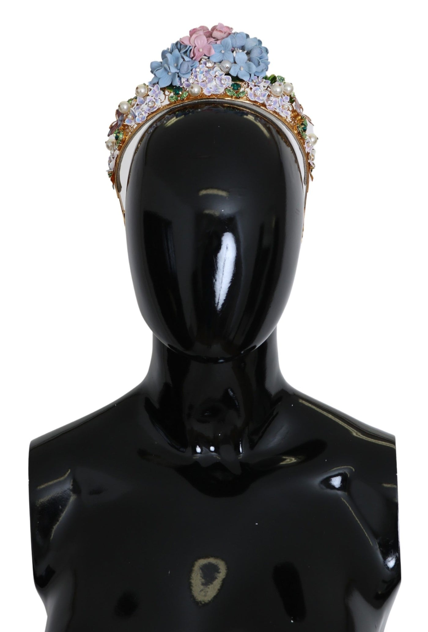 Dolce &amp; Gabbana Gouden Kristal Paarse Hortensia Hoofdband Kroon Diadeem