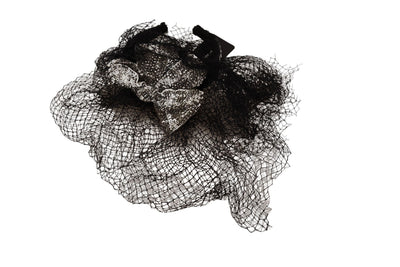 Dolce &amp; Gabbana Zwarte Logo Pailletten Fascinator Diadeem Hoofdband