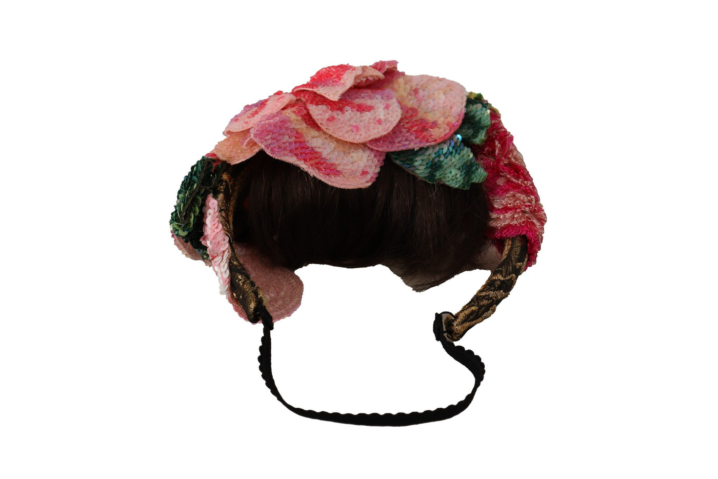 Dolce &amp; Gabbana Multicolor Pailletten Lurex Zwarte Haarband