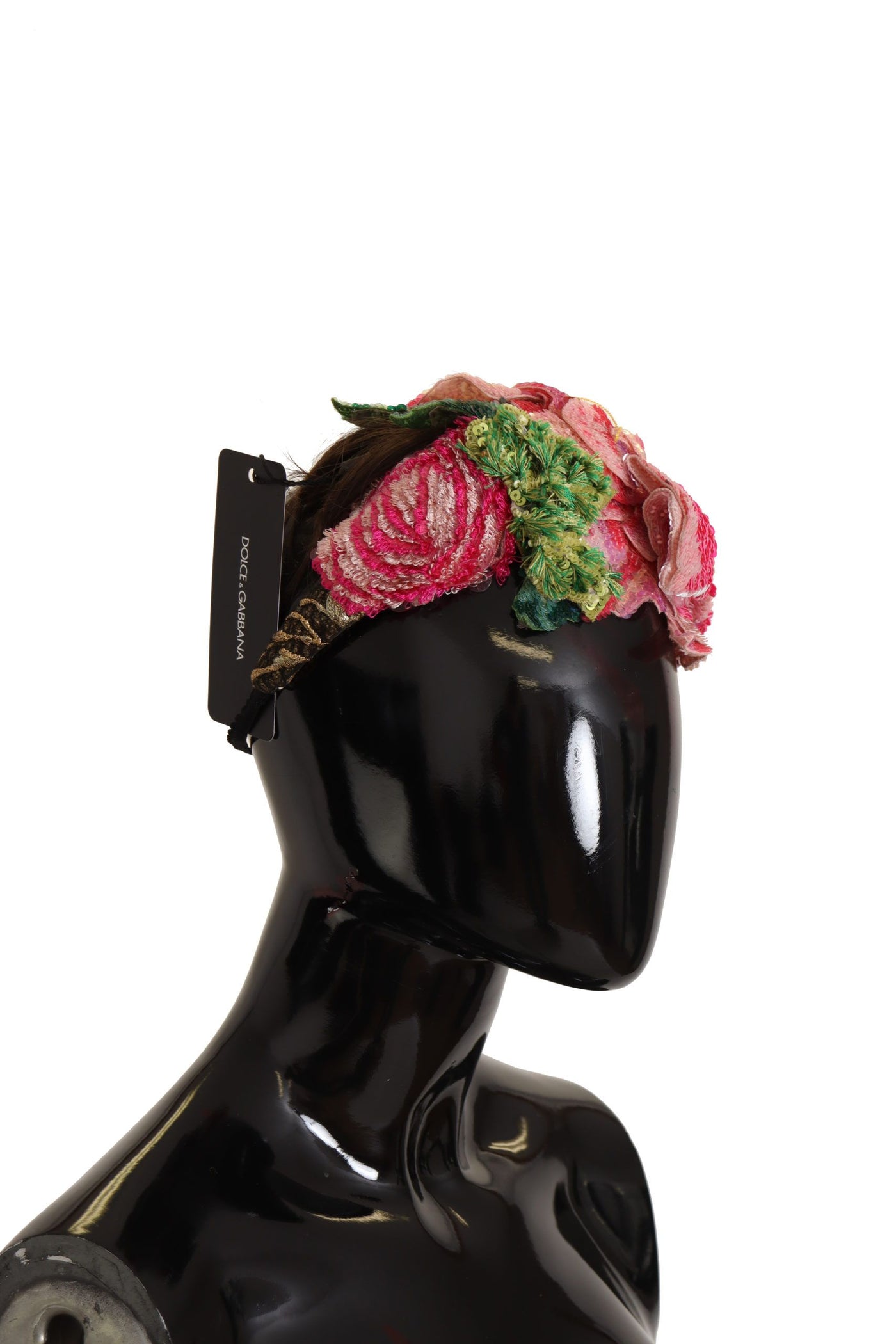 Dolce &amp; Gabbana Multicolor Pailletten Lurex Zwarte Haarband