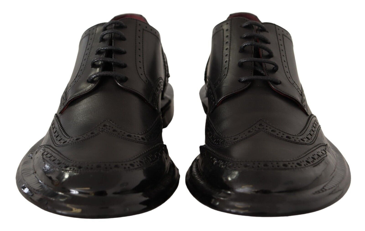Dolce &amp; Gabbana Zwarte Leren Oxford Wingtip Formele Derby Schoenen