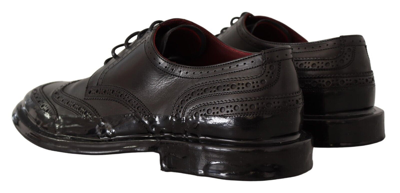 Dolce &amp; Gabbana Zwarte Leren Oxford Wingtip Formele Derby Schoenen