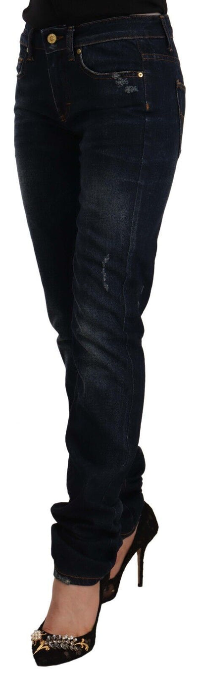 GF Ferre donkerblauwe gewassen skinny jeans van katoen met middelhoge taille